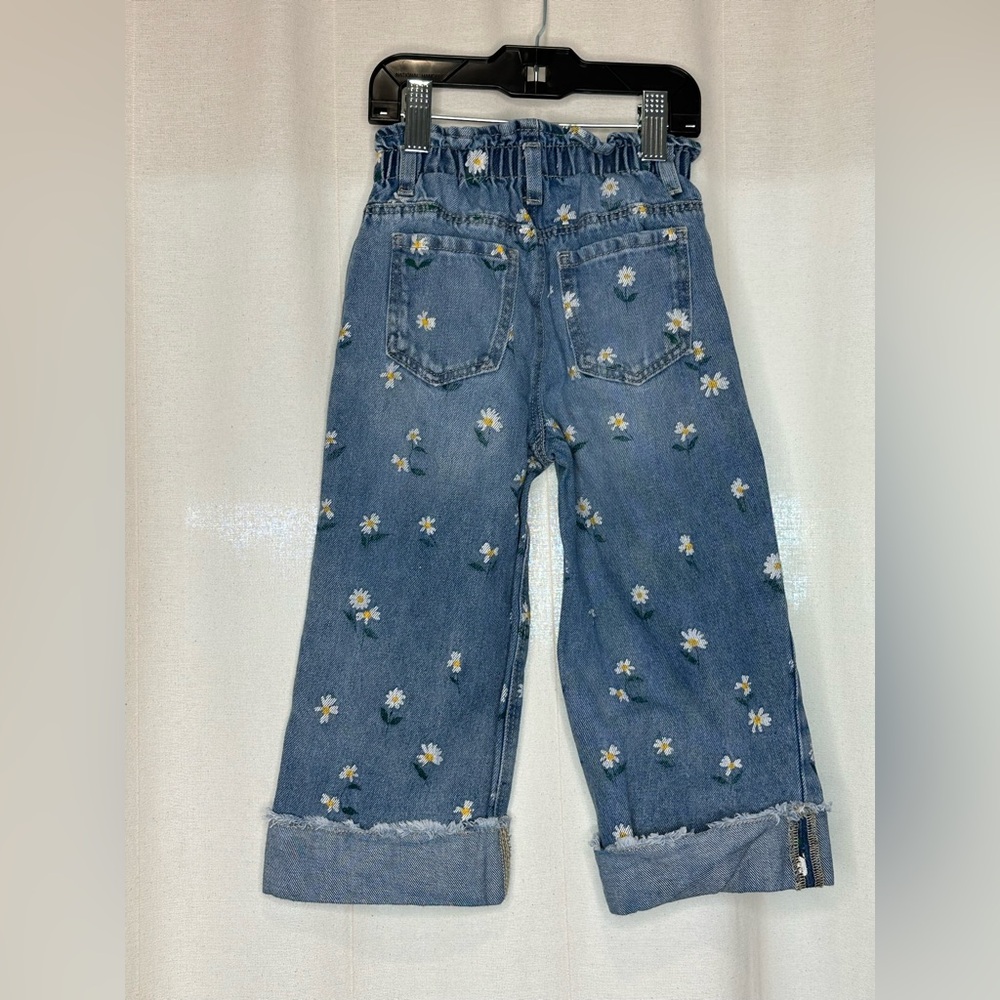 Zara Kids Light Blue Floral Paperbag Style Jeans Size 3 Years - Picture 5 of 6